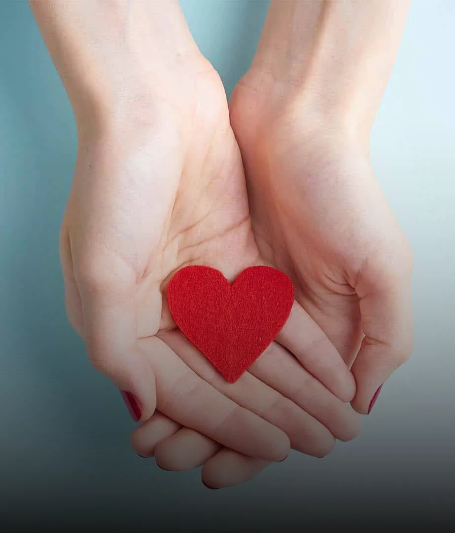 Two hands holding a heart