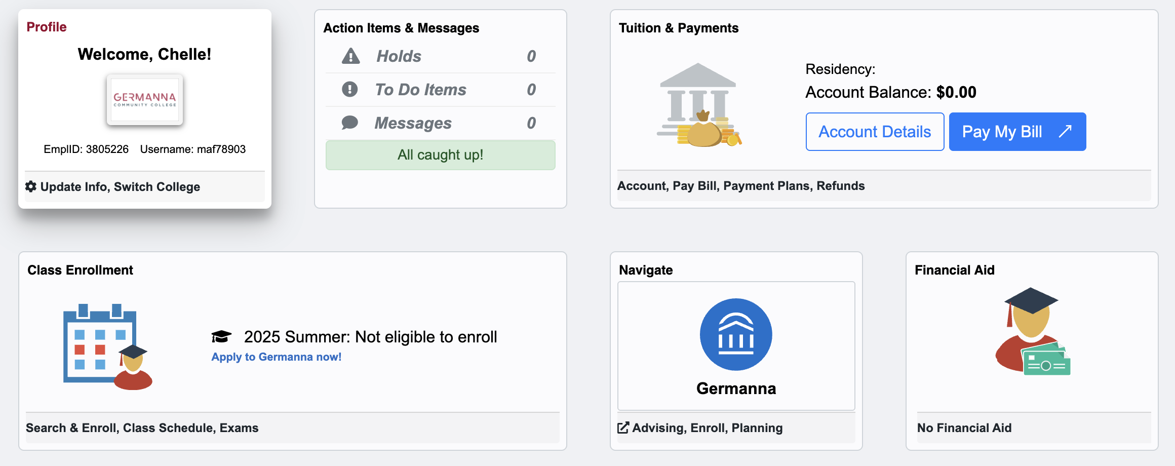 MyGCC profile view