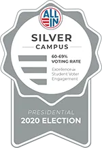All In Campus Democracy Challenge Silver Badge 60-69% voting rate