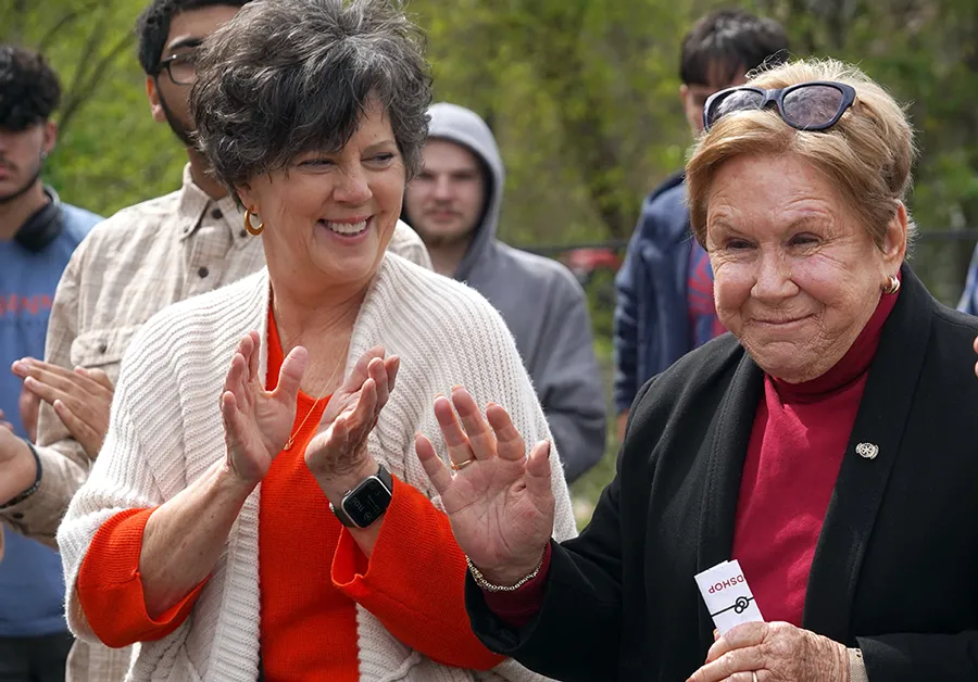 Joan McLaughlin, co-founder of The Oberle Academy (left), shown with Teri McNally, CEO of The Community Foundation of the Rappahannock River Region [Credit: Suzanne Rossi]