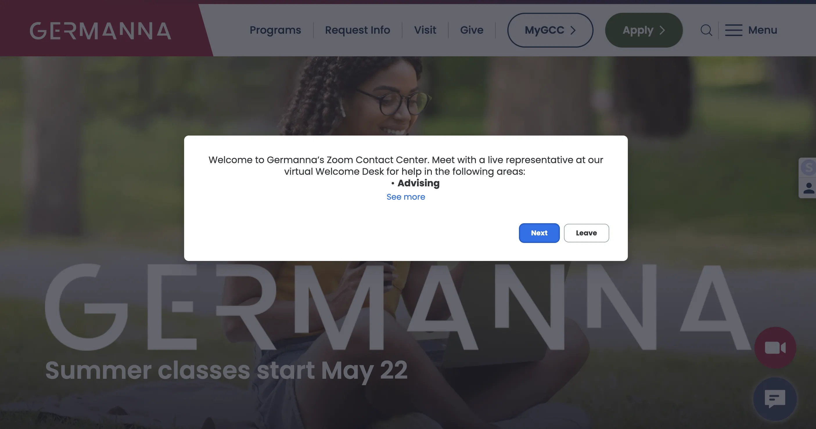 The intro screen in the Zoom Contact Center