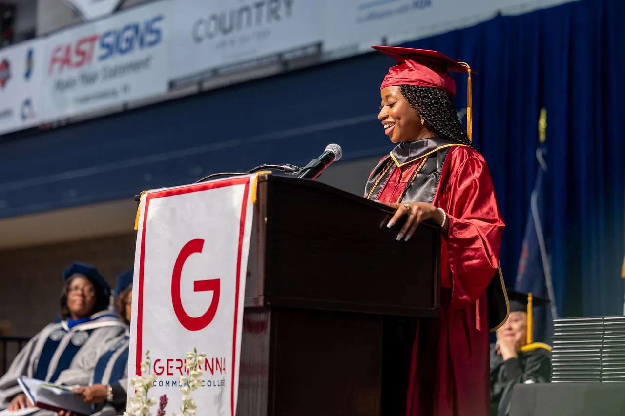 Havilah shown speaking at last night’s commencement ceremony [Credit: Bryant Cox]