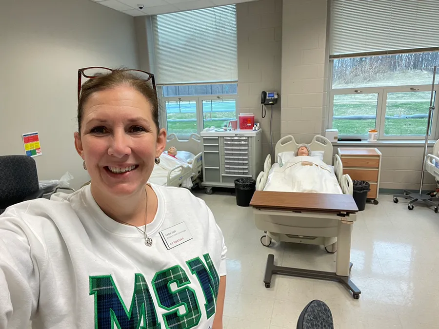 Professor Hall in one of Germanna’s nursing simulation labs at the Locust Grove Campus