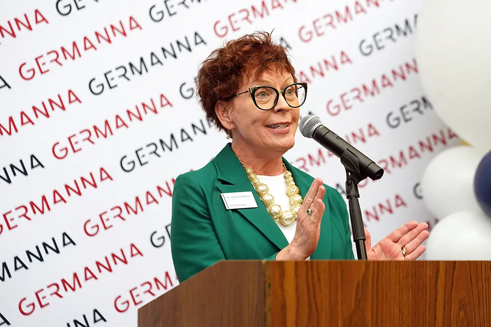 Dr. Janet Gullickson shown giving her opening remarks during the partnership launch event [Credit: Suzanne Rossi]