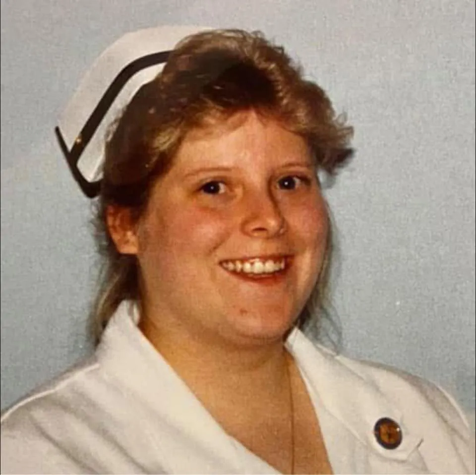 Professor Kobersteen shown after her pinning ceremony in December 1990