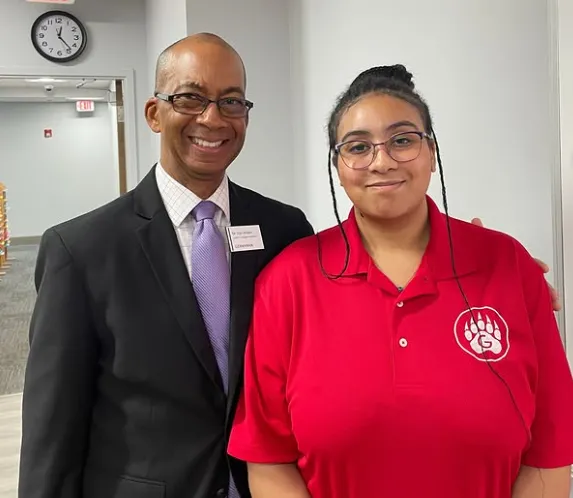 Knoelle Pipes shown with Interim Germanna President Dr. Van Wilson