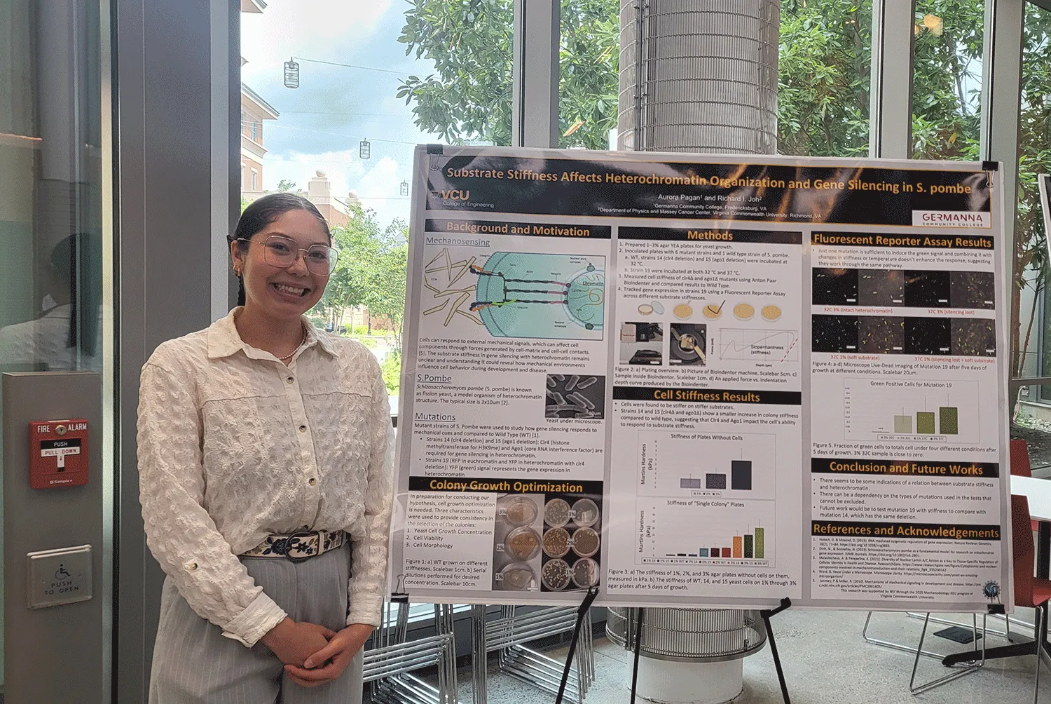 Aurora shown with research she completed at VCU