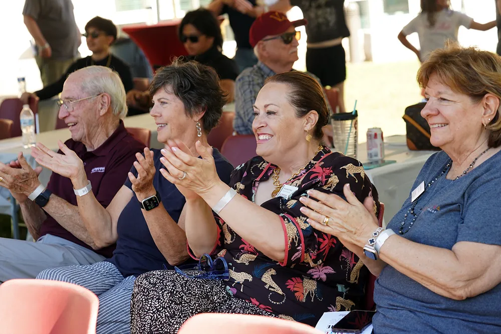 (from left) Jack Rowley, Teri McNally, Rhonda Fried, and Dr. Patti Lisk shown at the lip sync competition