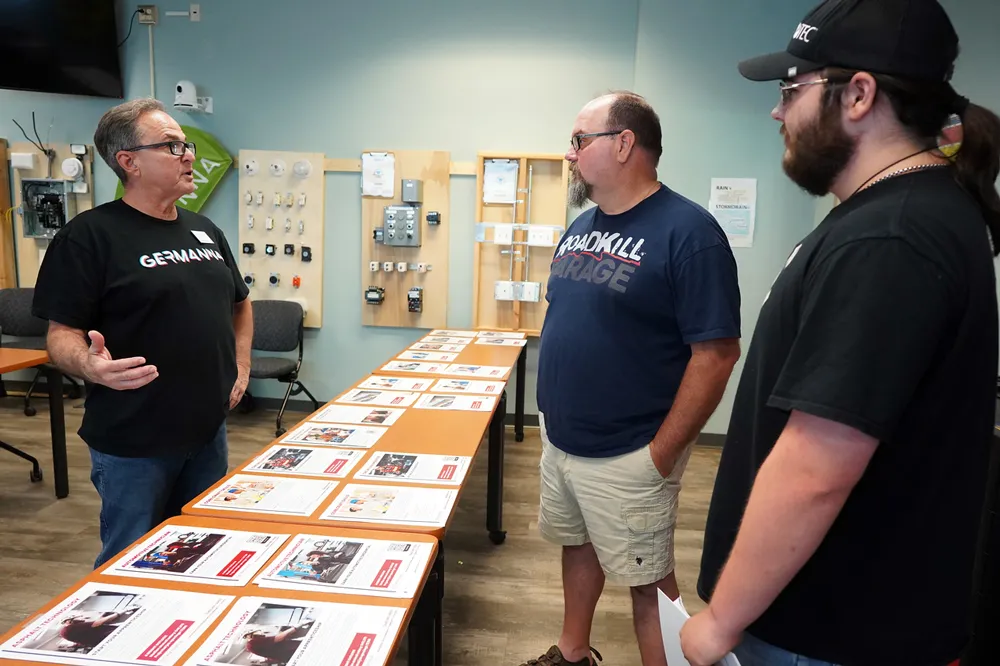 Professor Charapich sharing information about Germanna’s workforce programs at the College’s Fredericksburg Area Campus Open House held during the summer