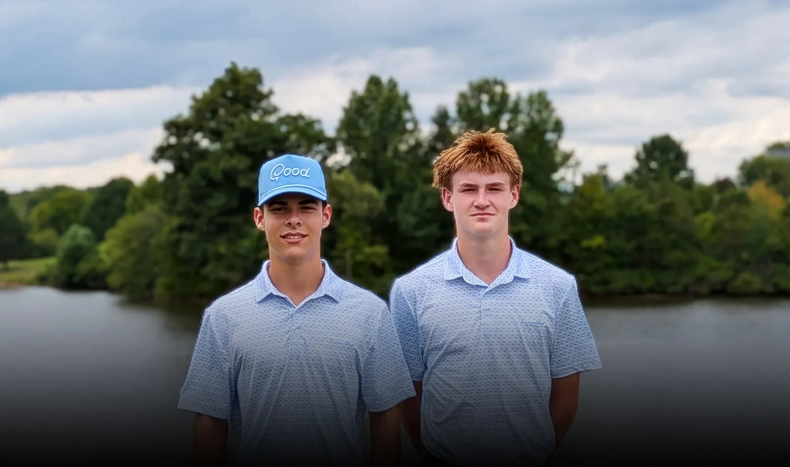 Germanna Scholars Jackson Castro and Gavin Cain, both 17, at Lake Culpeper where they rescued two men and a young child after their kayak capsized.