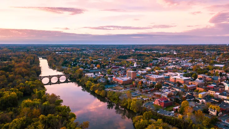 Aerial photo of Fredericksburg, Virginia