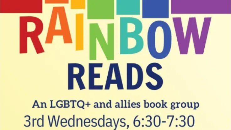 A graphic advertising the Rainbow Reads book group