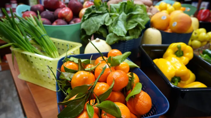 Fresh fruits and vegetables donated to the food pantry